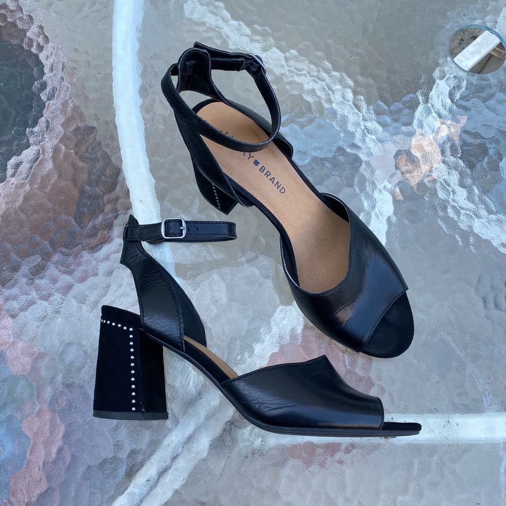 Lucky Brand Verlena Open Toe Studded Block Heels